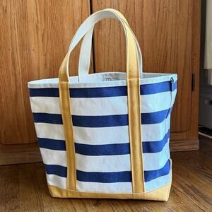Llbean vintage nautical blue cream yellow medium sized boat and tote bag purse